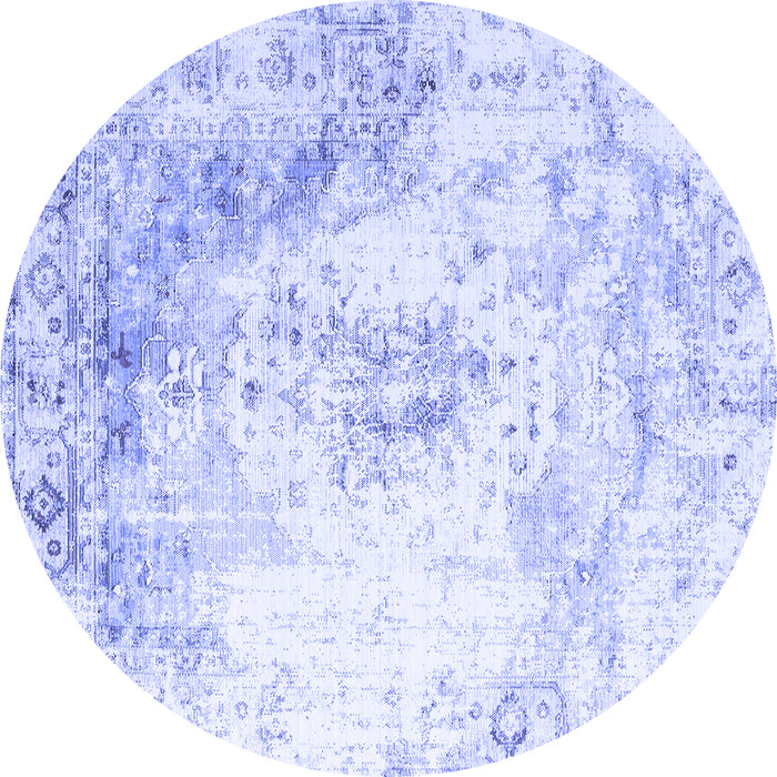 Round Machine Washable Persian Blue Traditional Rug, wshtr1248blu