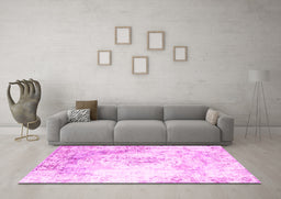 Machine Washable Persian Pink Traditional Rug in a Living Room, wshtr1248pnk