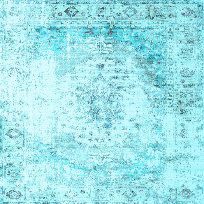 Square Machine Washable Persian Light Blue Traditional Rug, wshtr1248lblu