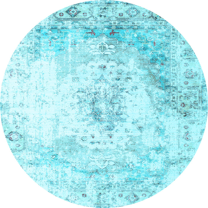 Round Machine Washable Persian Light Blue Traditional Rug, wshtr1248lblu