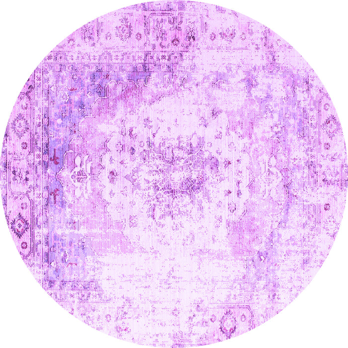 Round Machine Washable Persian Purple Traditional Area Rugs, wshtr1248pur