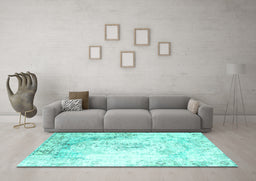 Machine Washable Persian Turquoise Traditional Area Rugs in a Living Room,, wshtr1248turq