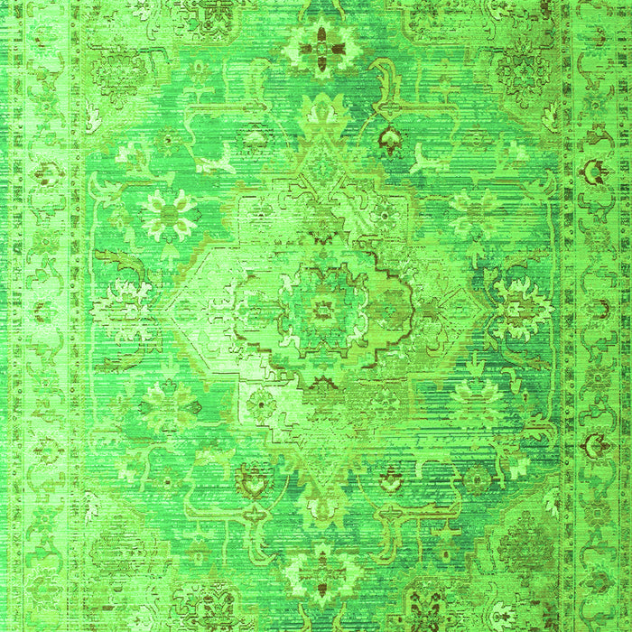 Medallion Green Traditional Rug, tr1249grn