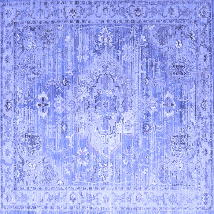 Square Medallion Blue Traditional Rug, tr1249blu