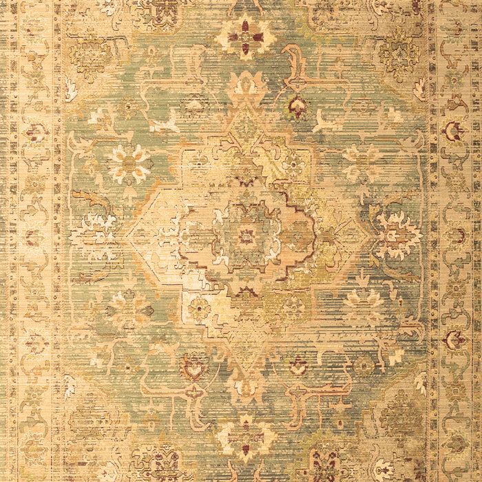 Machine Washable Medallion Brown Traditional Rug, wshtr1249brn