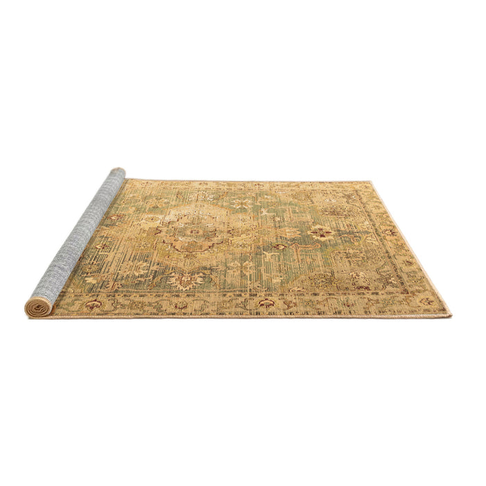 Sideview of Machine Washable Medallion Brown Traditional Rug, wshtr1249brn