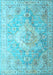 Medallion Light Blue Traditional Rug, tr1249lblu