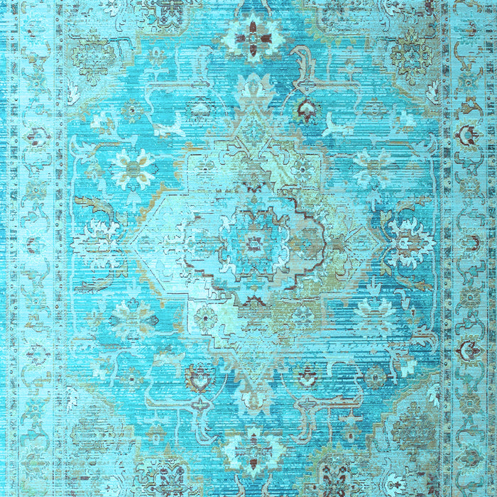 Medallion Light Blue Traditional Rug, tr1249lblu