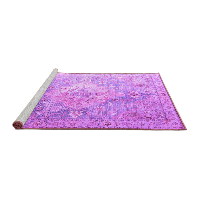 Sideview of Machine Washable Medallion Purple Traditional Area Rugs, wshtr1249pur
