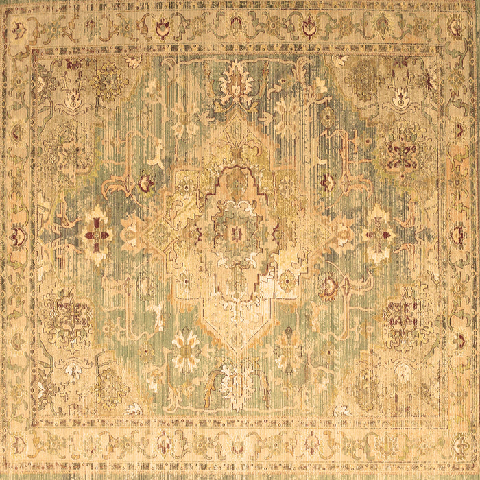 Square Machine Washable Medallion Brown Traditional Rug, wshtr1249brn
