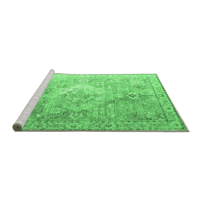 Sideview of Machine Washable Medallion Emerald Green Traditional Area Rugs, wshtr1249emgrn