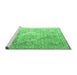 Sideview of Machine Washable Medallion Emerald Green Traditional Area Rugs, wshtr1249emgrn