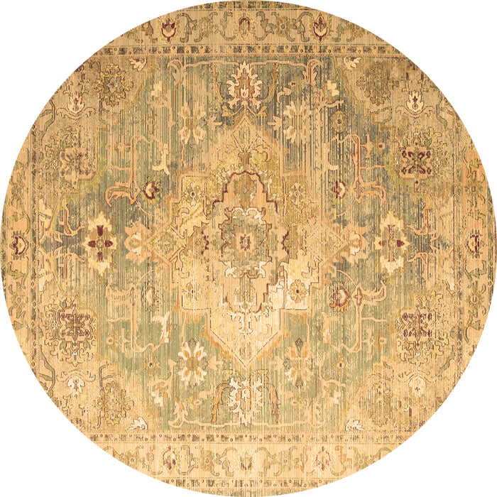 Round Medallion Brown Traditional Rug, tr1249brn