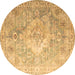 Round Medallion Brown Traditional Rug, tr1249brn