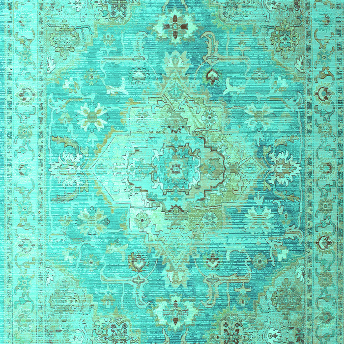 Medallion Turquoise Traditional Rug, tr1249turq
