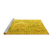 Sideview of Machine Washable Medallion Yellow Traditional Rug, wshtr1249yw