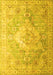 Machine Washable Medallion Yellow Traditional Rug, wshtr1249yw