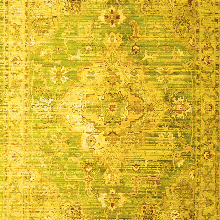 Machine Washable Medallion Yellow Traditional Rug, wshtr1249yw