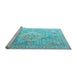 Sideview of Machine Washable Medallion Light Blue Traditional Rug, wshtr1249lblu