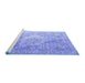 Sideview of Machine Washable Medallion Blue Traditional Rug, wshtr1249blu