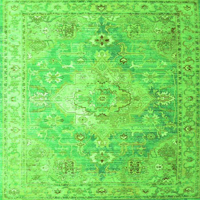 Round Machine Washable Medallion Green Traditional Area Rugs, wshtr1249grn