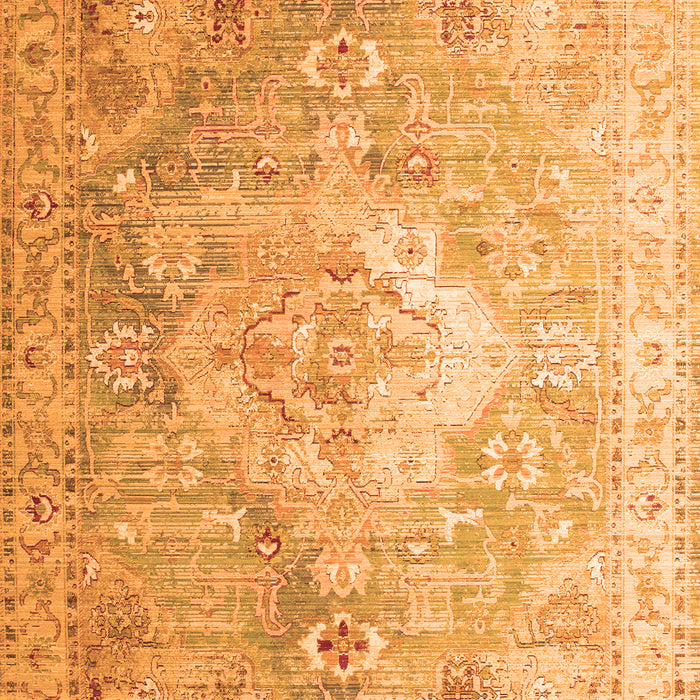 Serging Thickness of Machine Washable Medallion Orange Traditional Area Rugs, wshtr1249org