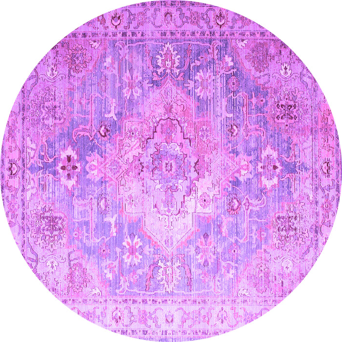 Round Medallion Purple Traditional Rug, tr1249pur