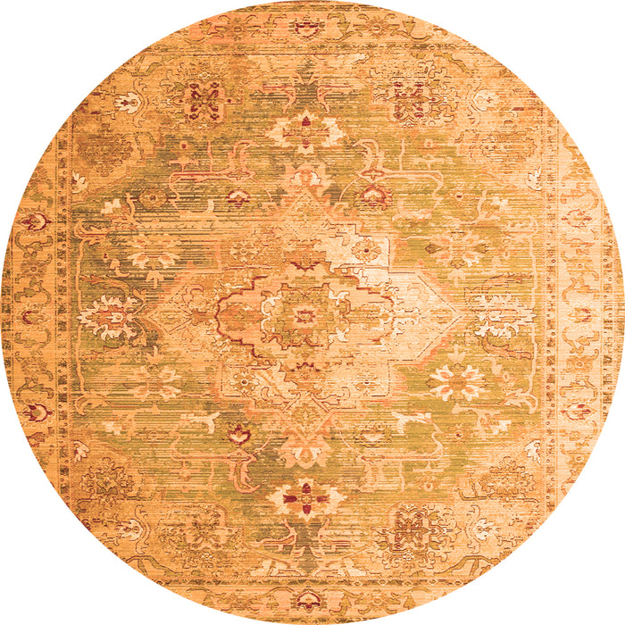 Square Medallion Orange Traditional Rug, tr1249org