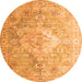 Square Medallion Orange Traditional Rug, tr1249org