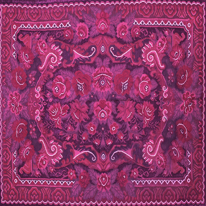 Square Animal Pink Traditional Rug, tr124pnk