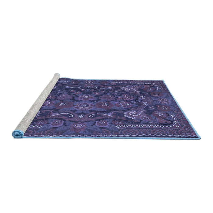 Sideview of Machine Washable Animal Blue Traditional Rug, wshtr124blu