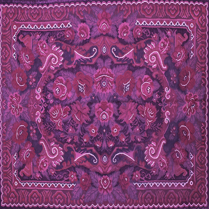 Square Machine Washable Animal Purple Traditional Area Rugs, wshtr124pur