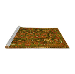 Sideview of Machine Washable Animal Yellow Traditional Rug, wshtr124yw