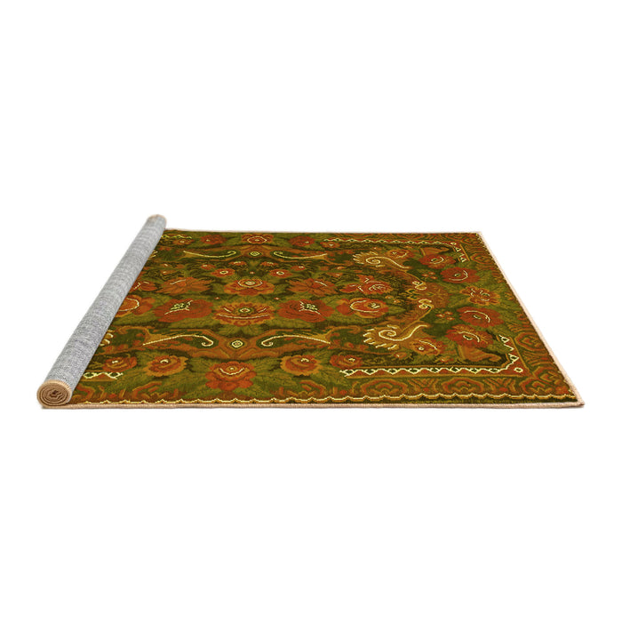 Sideview of Machine Washable Animal Yellow Traditional Rug, wshtr124yw