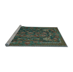 Sideview of Machine Washable Animal Light Blue Traditional Rug, wshtr124lblu