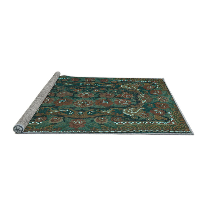 Sideview of Machine Washable Animal Light Blue Traditional Rug, wshtr124lblu