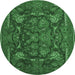 Round Animal Emerald Green Traditional Rug, tr124emgrn