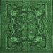 Square Animal Emerald Green Traditional Rug, tr124emgrn