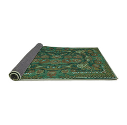 Sideview of Animal Turquoise Traditional Rug, tr124turq