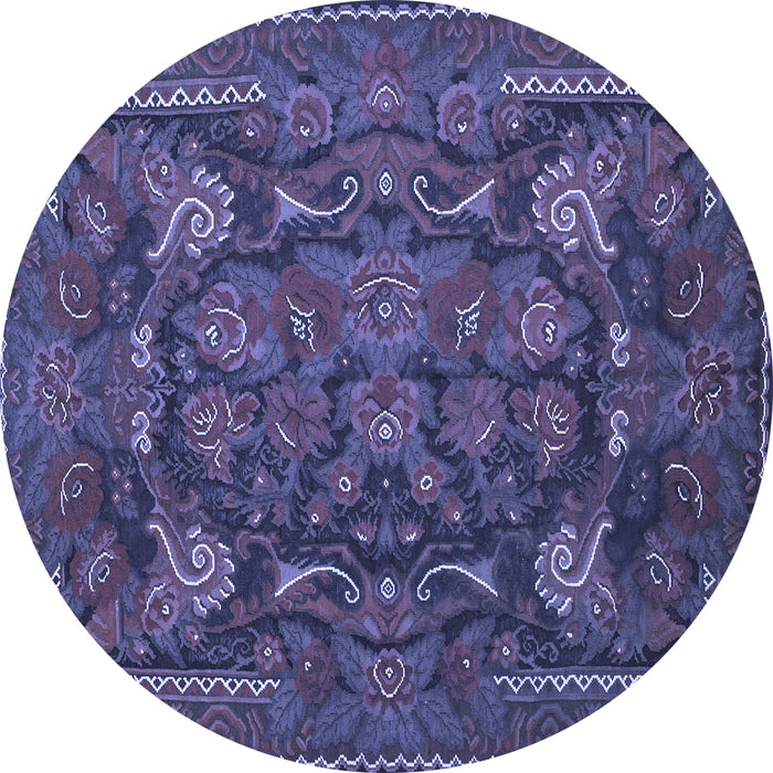 Round Animal Blue Traditional Rug, tr124blu