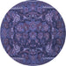 Round Animal Blue Traditional Rug, tr124blu