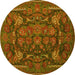 Round Animal Yellow Traditional Rug, tr124yw