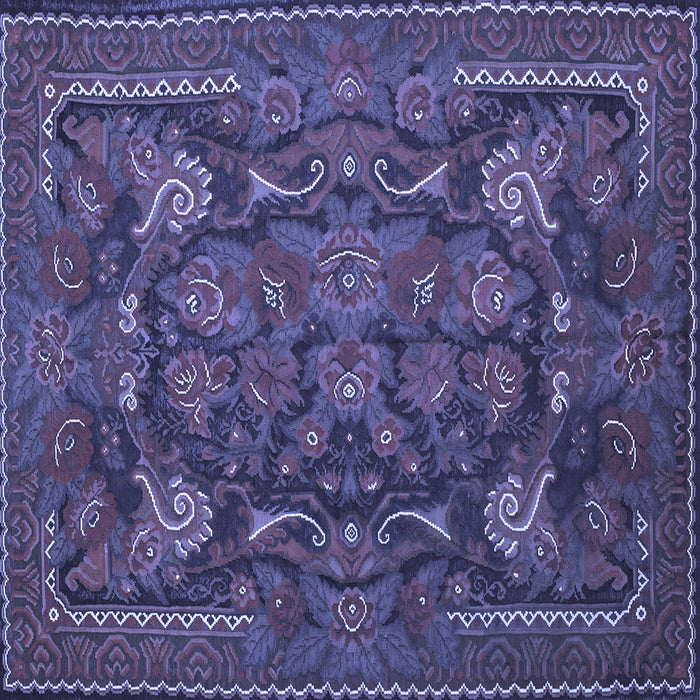 Square Animal Blue Traditional Rug, tr124blu