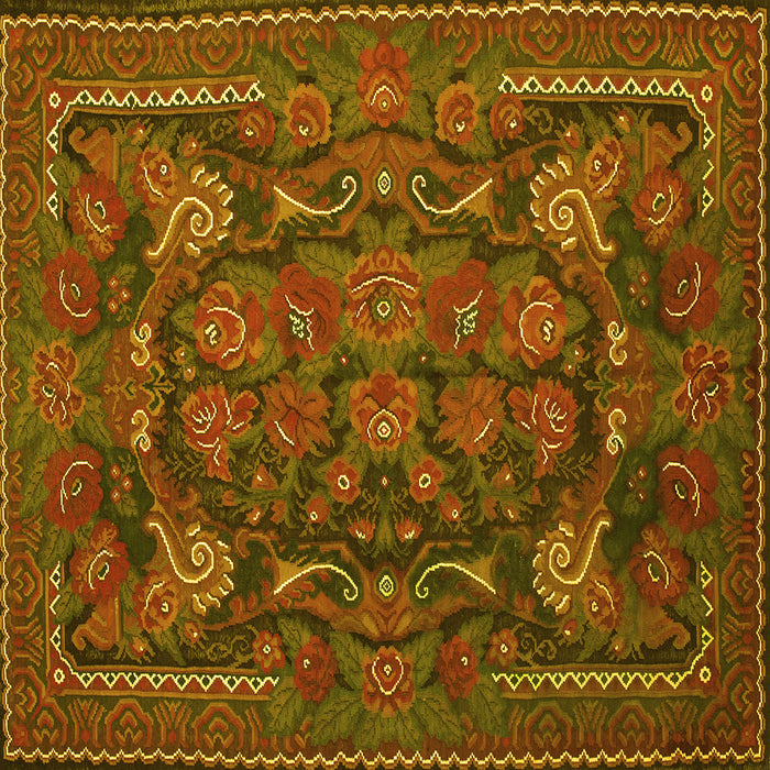 Square Animal Yellow Traditional Rug, tr124yw