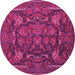 Round Animal Pink Traditional Rug, tr124pnk