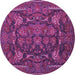 Round Animal Purple Traditional Rug, tr124pur