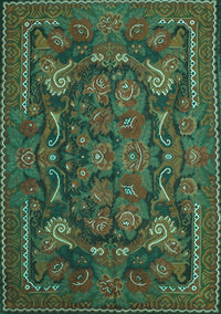 Animal Turquoise Traditional Rug, tr124turq