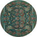 Round Animal Light Blue Traditional Rug, tr124lblu