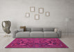 Machine Washable Animal Pink Traditional Rug in a Living Room, wshtr124pnk