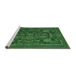 Sideview of Machine Washable Animal Emerald Green Traditional Area Rugs, wshtr124emgrn